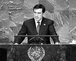 Михаил Саакашвили во время выступления в ООН (фото: un.org))